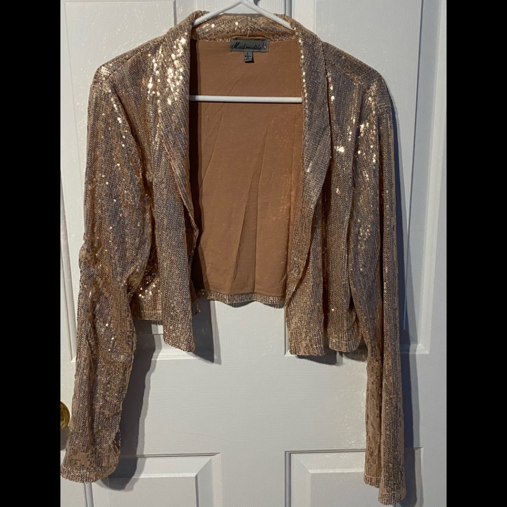 Sequin crop jacket